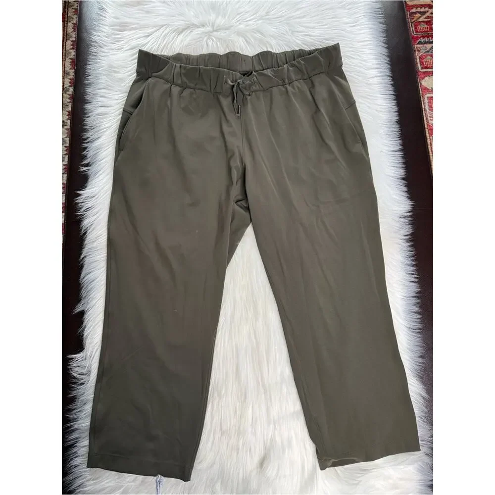 Lululemon Dark Olive On The Fly Cropped 23” Pant